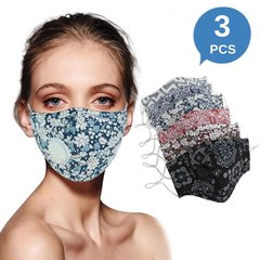 Cotton Protective Masks with Breathing Valve and Filter Pocket (3 PCS)