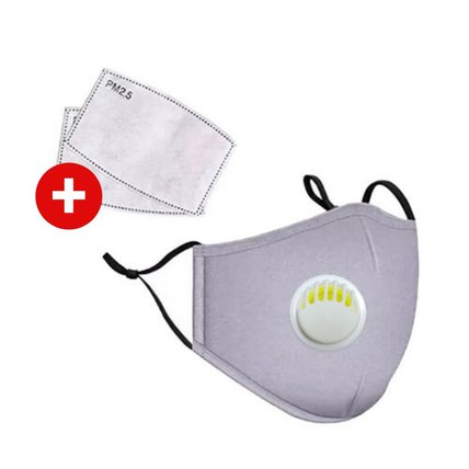 Pure Cotton Respirators with Breathing Valve and 2 Filters (3 PCS)