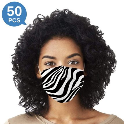 Multicolor Zebra Stripe Printed Disposable Face Mask Adult 3-ply (50 PCS - Any 4 colors)