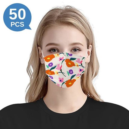 Multicolor Nature Printed Disposable Face Mask Adult 3-ply(50 PCS - Any 4 colors)