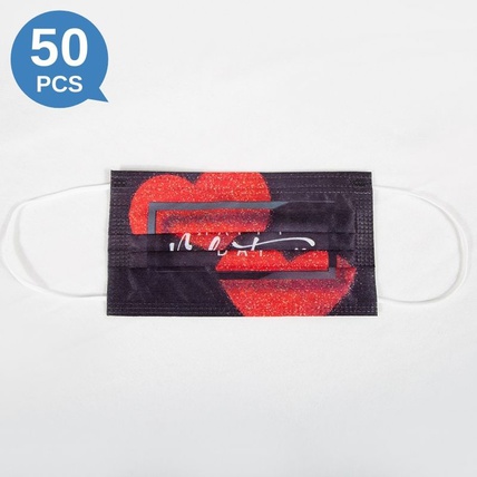Multicolor Valentine's Day Adult Disposable Printed Face Mask 3-ply(50 PCS - Any 5 colors)